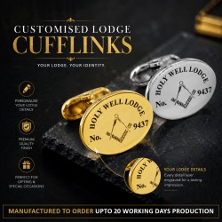 Custom Gold Masonic Lodge Cufflinks — Personalised with Your Lodge Name & Number