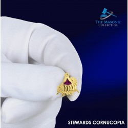Gilt Metal and Enamel Cornucopia Horn of Plenty Lapel Pin