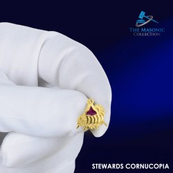 Gilt Metal and Enamel Cornucopia Horn of Plenty Lapel Pin
