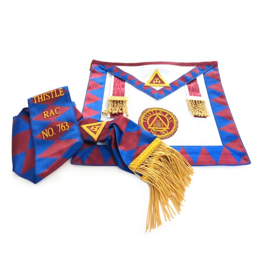 Scottish Royal Arch Provincial Apron Badge on Apron & Personalised Sash