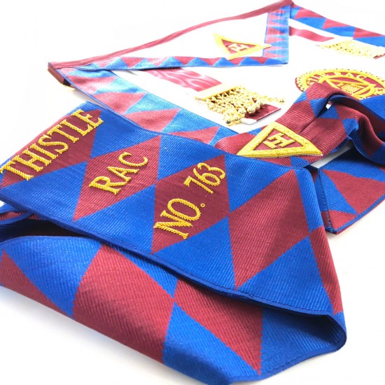 Scottish Royal Arch Provincial Apron Badge on Apron & Personalised Sash