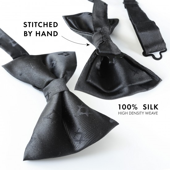 Black 100% Silk Woven Masonic Bow Tie