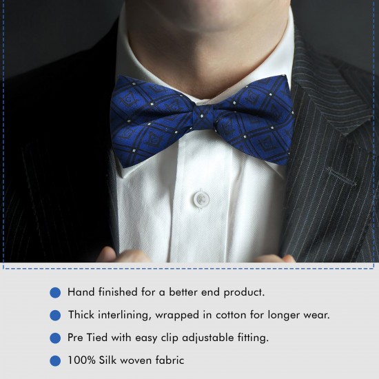 Masonic 100% Silk Woven Bowtie with G