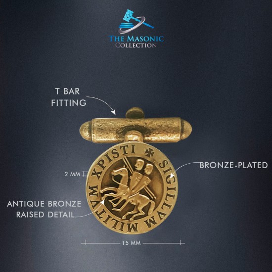 Knights Templar Rustic Bronze Seal Masonic Cufflinks