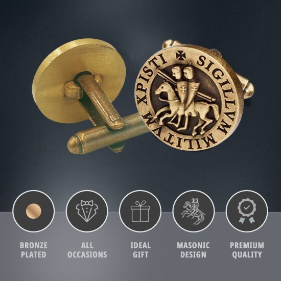 Knights Templar Rustic Bronze Seal Masonic Cufflinks