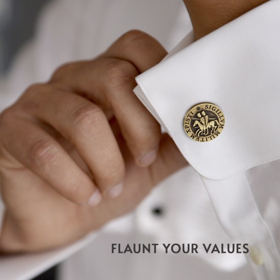 Knights Templar Rustic Bronze Seal Masonic Cufflinks