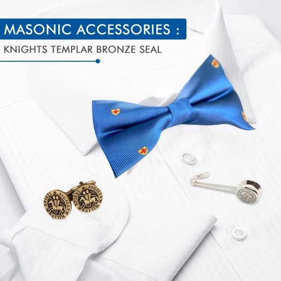Knights Templar Rustic Bronze Seal Masonic Cufflinks