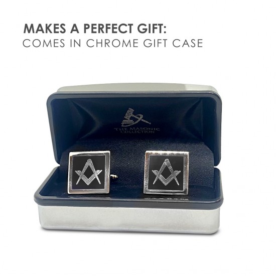Black Modern Masonic Cufflinks Set