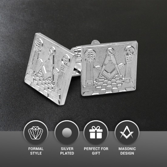 Silver Detailed Masonic Cufflinks