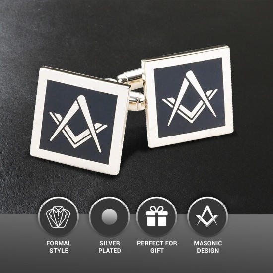 Black Modern Masonic Cufflinks Set