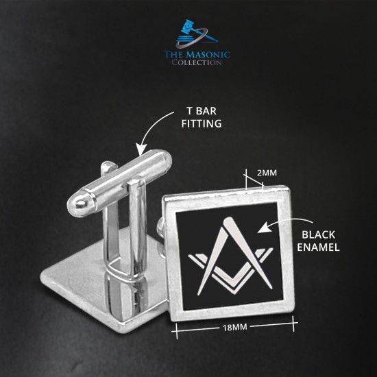 Black Modern Masonic Cufflinks Set
