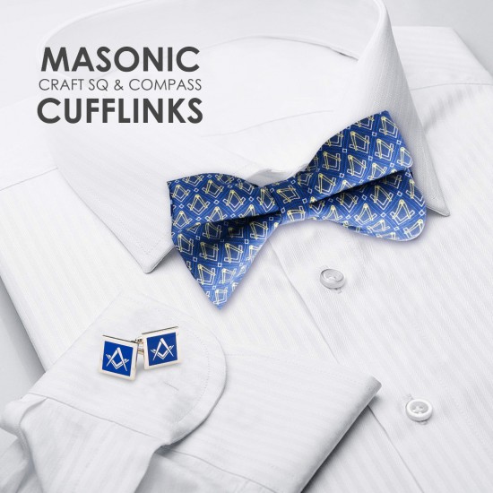 Blue Modern Masonic Cufflinks Set