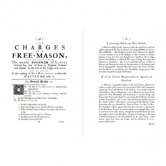 Anderson's Constitutions - 1723 By The United Grand Lodge of England