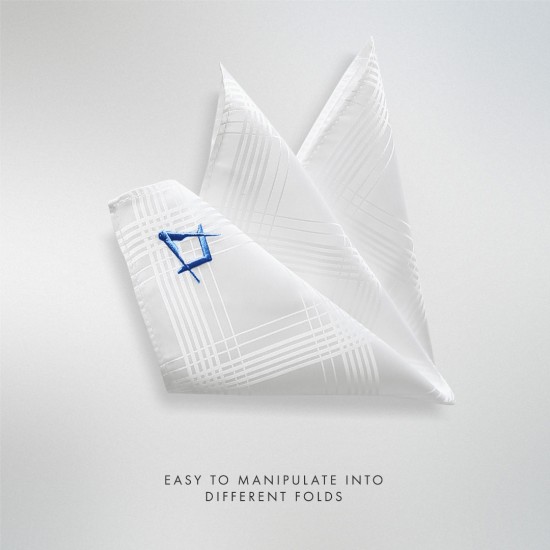 Freemasons White Craft 100% Silk Pocket Square / Handkerchief