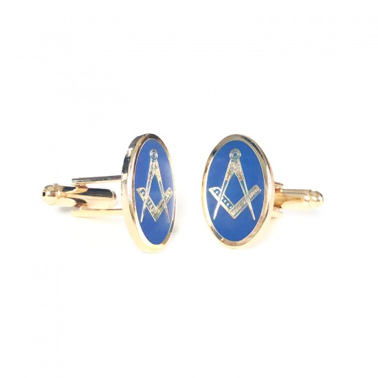 Oval Blue & Gold Masonic Craft Cufflinks