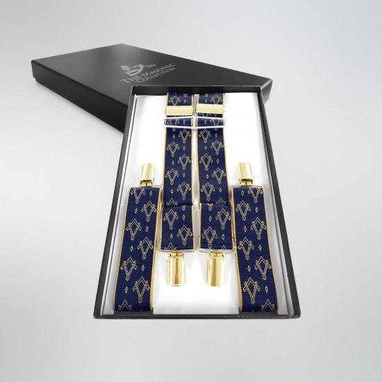 Freemasons Masonic Sq & Compass Braces (Gold & Blue)