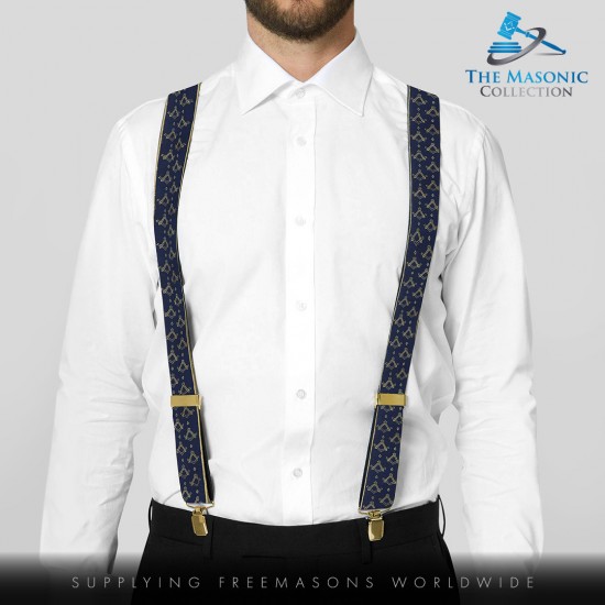 Freemasons Masonic Sq & Compass Braces (Gold & Blue)