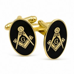 Craft Gold Plated Oval Sq & Compass with G Cufflinks