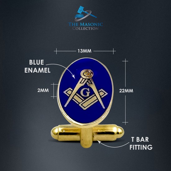 Craft Oval Sq & Compass Cufflinks with G 