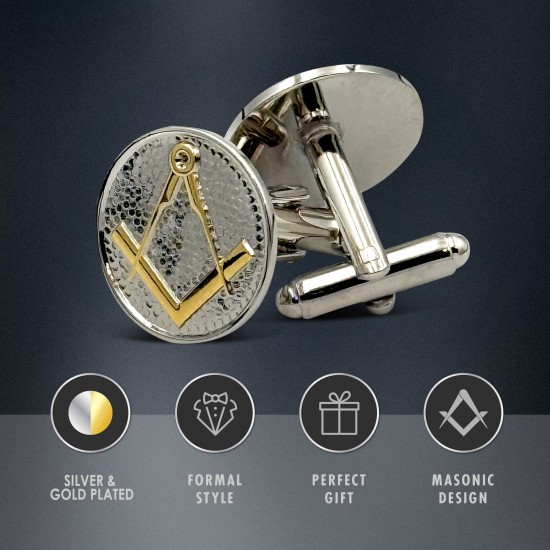 Craft Two Tone Masonic Cufflinks with Sq & Compass