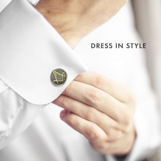 Craft Two Tone Masonic Cufflinks with Sq & Compass