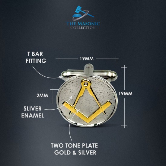 Craft Two Tone Masonic Cufflinks with Sq & Compass