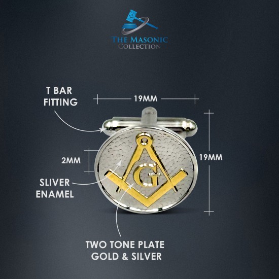 Craft Two Tone Masonic Cufflinks with Sq & Compass