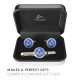 Blue Detailed Masonic Cufflink & Tieslide Set