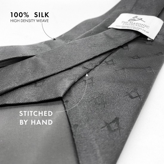Freemasons Black 100% Silk Tie - Refined accessory for formal lodge attire