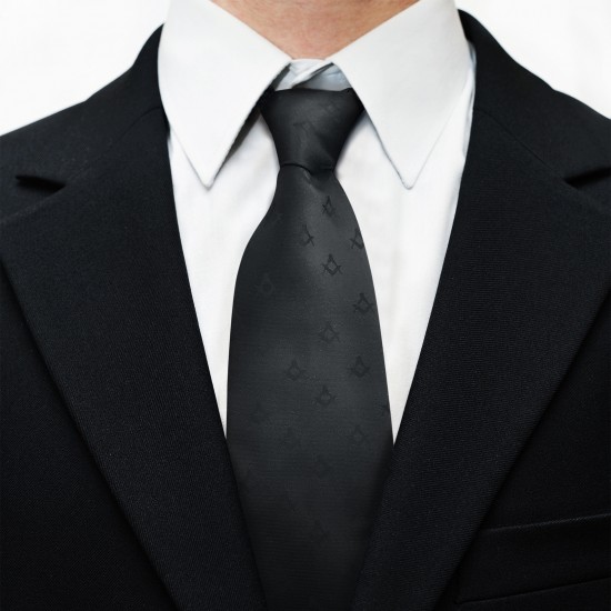Freemasons Black 100% Silk Tie - Refined accessory for formal lodge attire