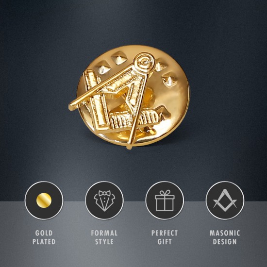 Gilt Metal Square & Compass Masonic Lapel or Tie Pin