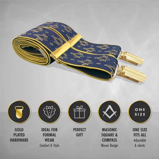 Freemasons Masonic Sq & Compass Braces (Gold & Blue)