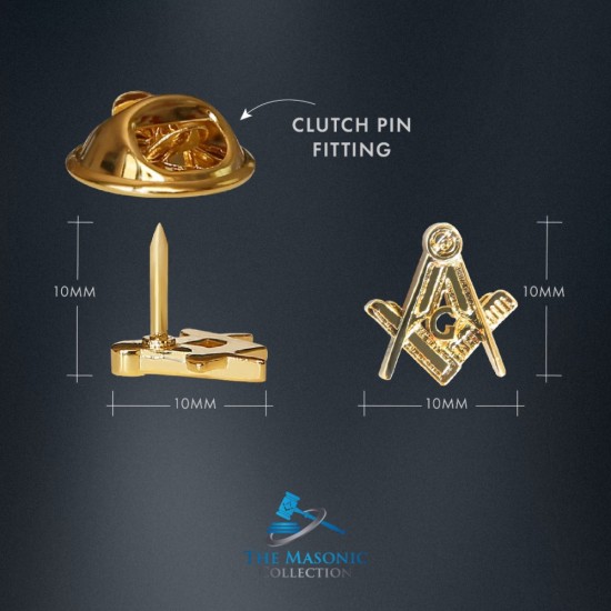 Gilt Metal Square & Compass Masonic Lapel or Tie Pin