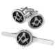 Black Detailed Masonic Cufflink & Tieslide Set