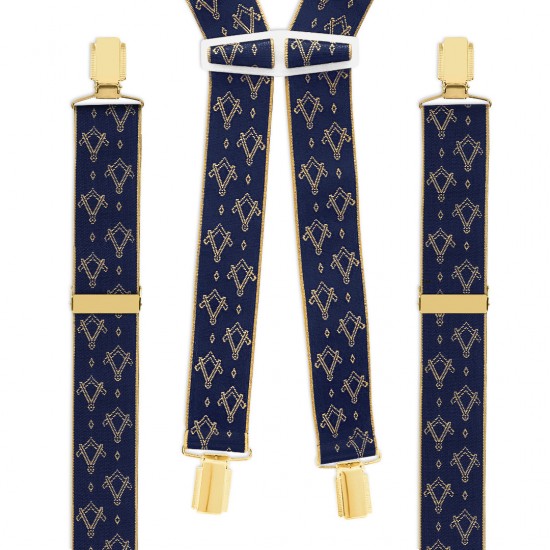 Freemasons Masonic Sq & Compass Braces (Gold & Blue)