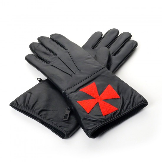 Masonic Black Knights Templar Leather Gauntlets
