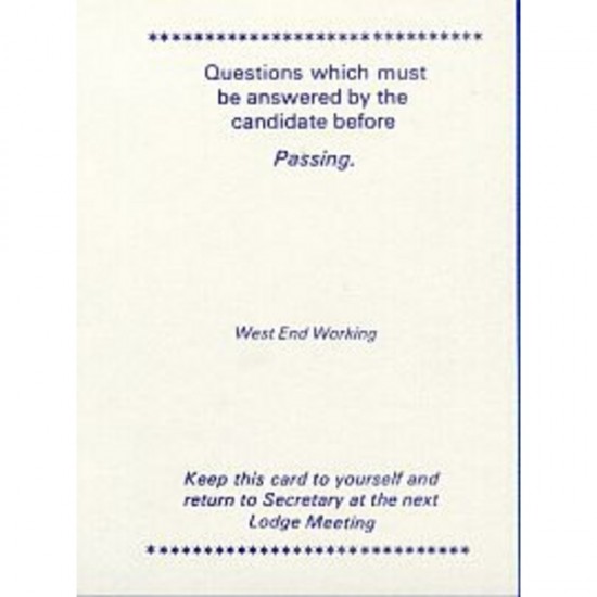 West End Working Passing Card
