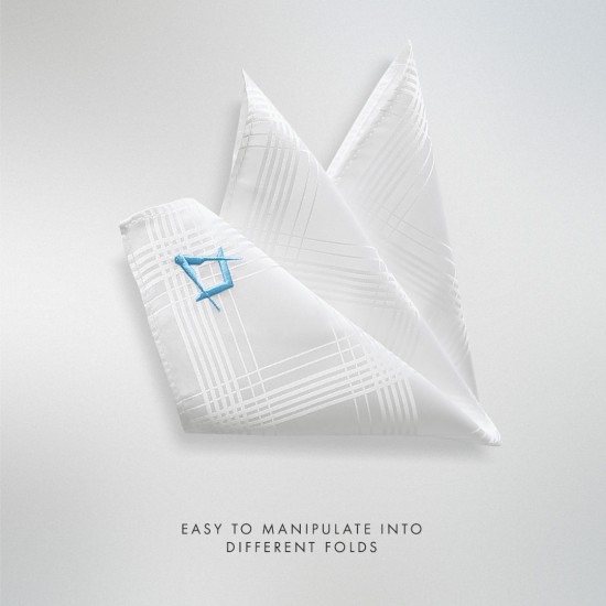 Freemasons White Craft 100% Silk Pocket Square / Handkerchief