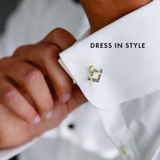 Masonic Square & Compass Cufflinks & Tieslide Set