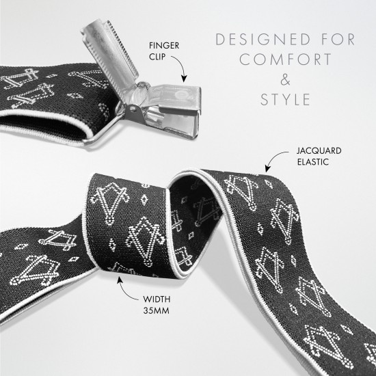 Black & Silver Masonic Braces