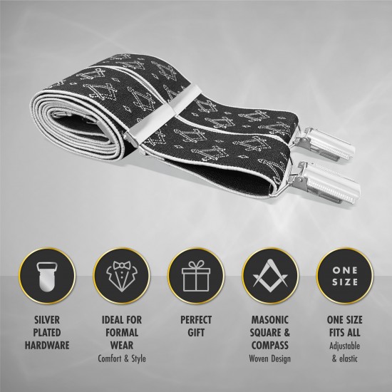 Black & Silver Masonic Braces