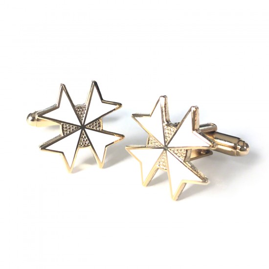 White Malta Cross Masonic Cufflinks