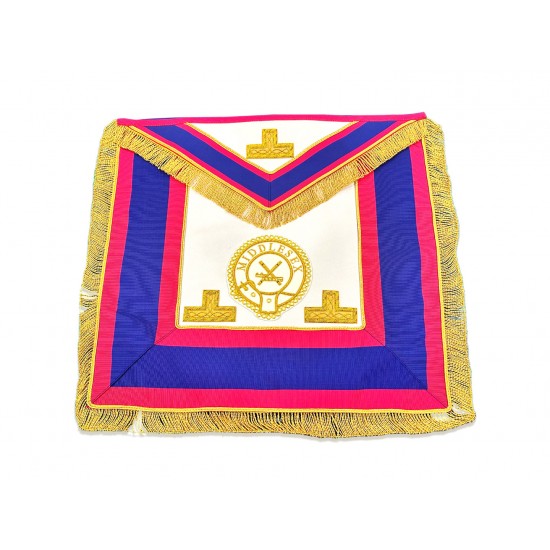 Mark Provincial Full Dress Apron Badge Attached on Lambskin Apron - Masonic regalia for ceremonial occasions