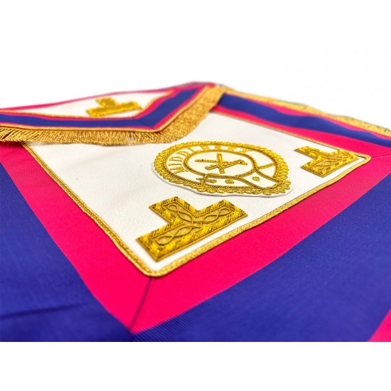 Mark Provincial Full Dress Apron Badge Attached on Lambskin Apron - Masonic regalia for ceremonial occasions