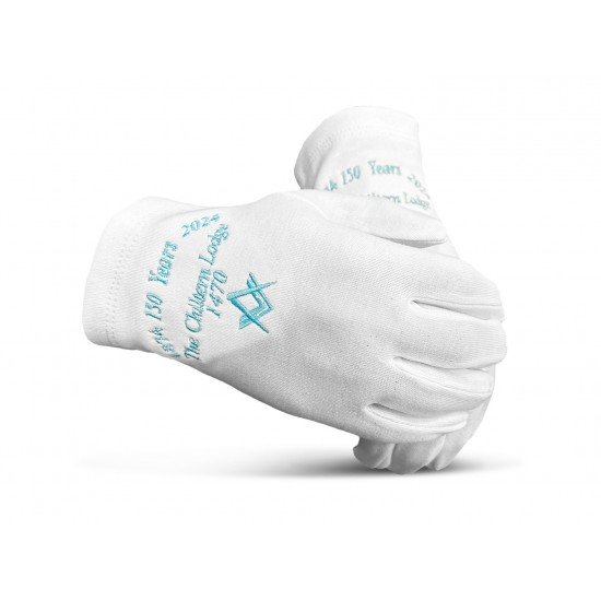 Pack of 12 Masonic Gloves with Personalised with Lodge Name & Number