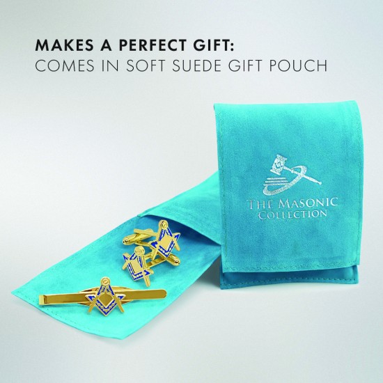 Masonic Square & Compass Cufflinks & Tieslide Set