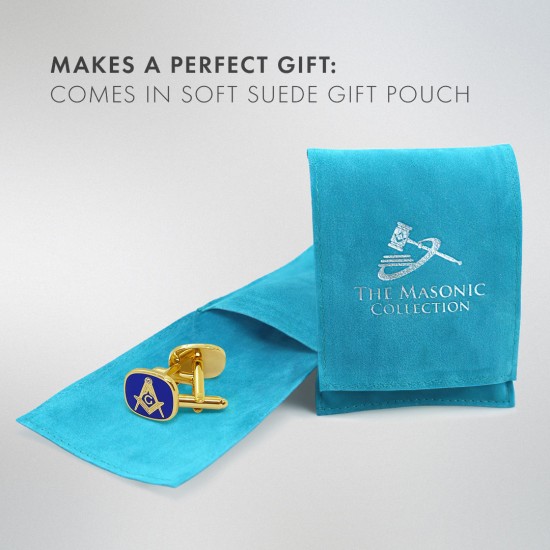 Blue Masonic Cufflinks with G