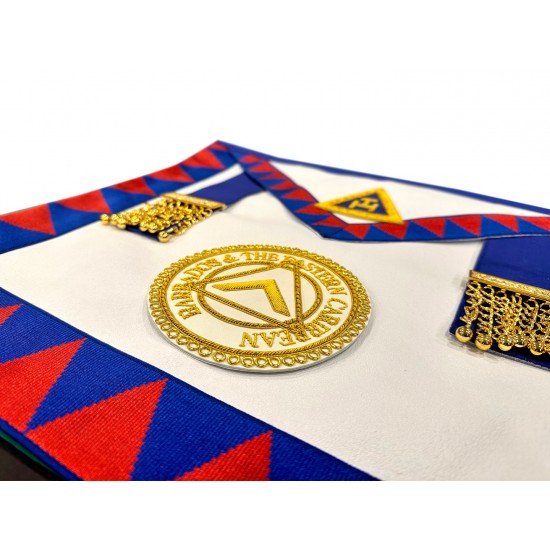 Royal Arch District Apron Badge Attached on Lambskin Apron