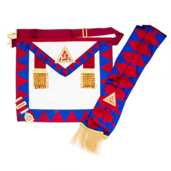 Royal Arch Principals Apron & Sash with Breast Jewel - Complete Masonic regalia with detailed finishing