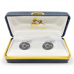 Masonic Rhodium Plated Oval Cufflinks